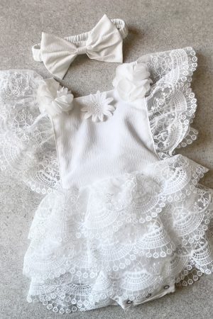 Lacey newborn onesie with headband
