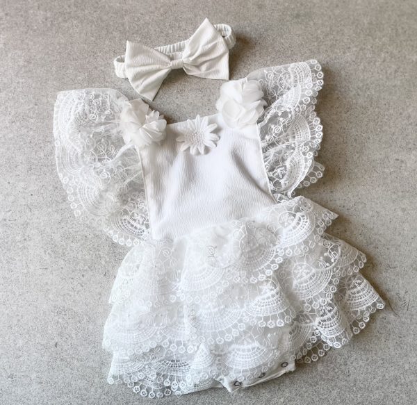 Lacey newborn onesie with headband