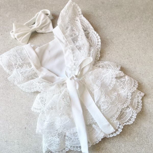 Lacey newborn onesie with headband - Image 2